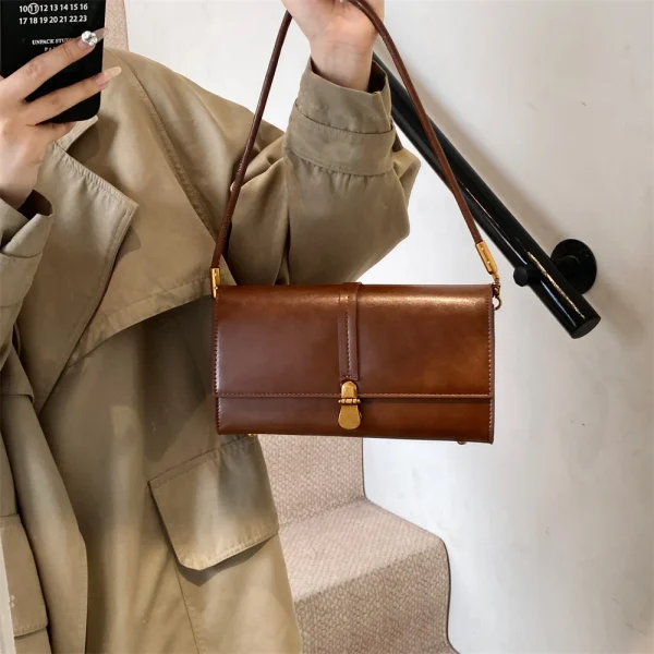 Luxury Designer Flap PU Leather Pure Color Small Square Shoulder Crossbody Messenger Bags - Image 10