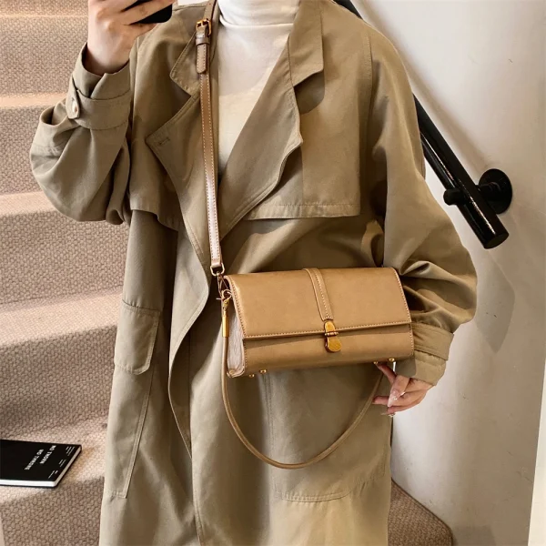 Luxury Designer Flap PU Leather Pure Color Small Square Shoulder Crossbody Messenger Bags - Image 9