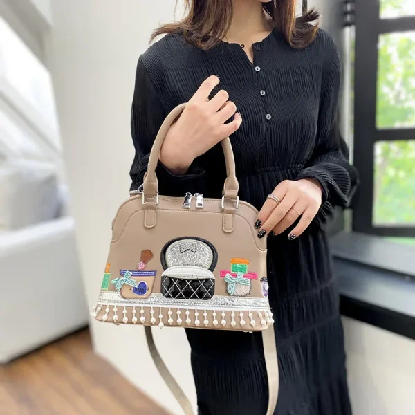 Luxury Designer High Quality Embroidered Fabric Cute Push Shoulder Crossbody Bags - Image 5