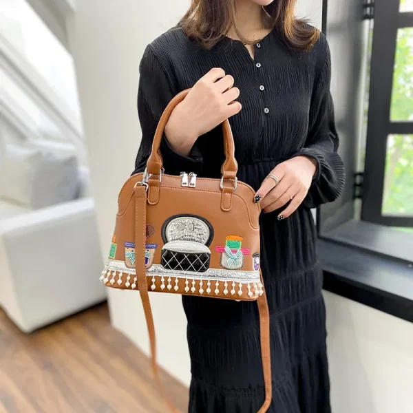 Luxury Designer High Quality Embroidered Fabric Cute Push Shoulder Crossbody Bags - Image 9
