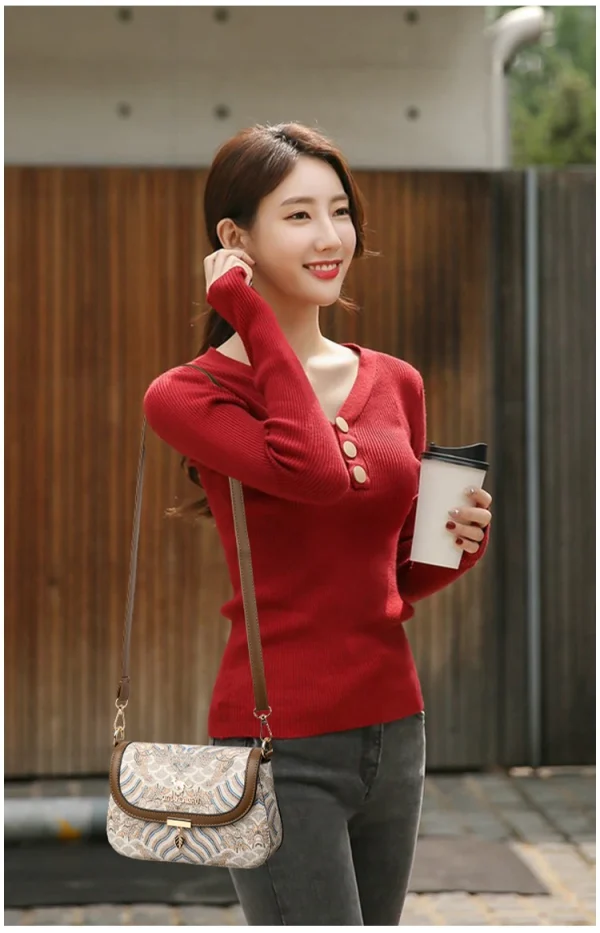 Luxury Designer Trend Embroidered High Quality Soft Leather Shoulder Crossbody Bags - Image 2