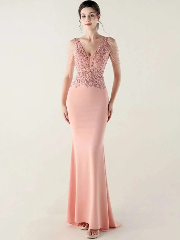 Luxury Fashion V-Neck Backless Sleeveless Rhinestone Vestidos Maxi Dress - Image 15