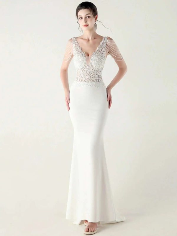 Luxury Fashion V-Neck Backless Sleeveless Rhinestone Vestidos Maxi Dress - Image 19