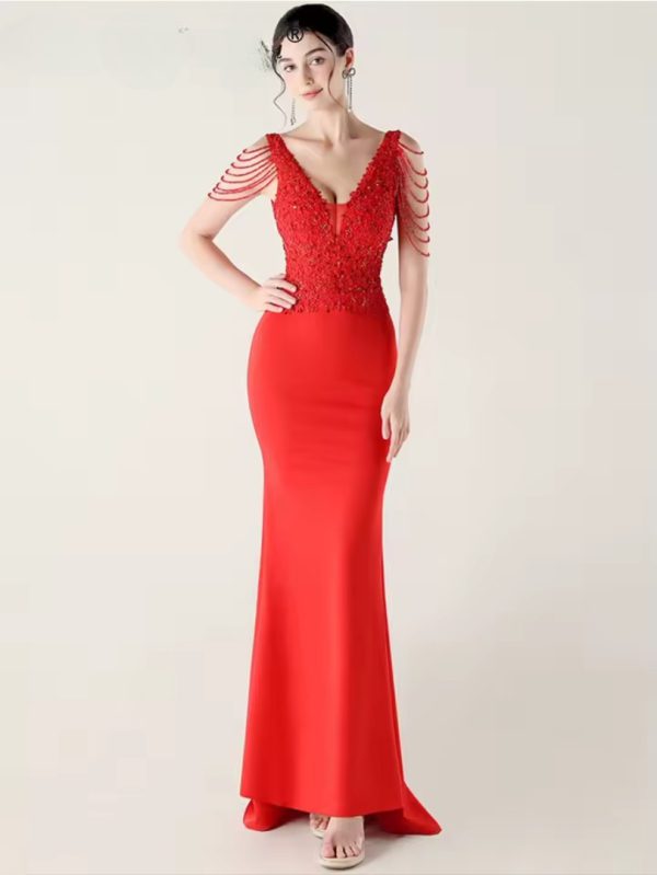 Luxury Fashion V-Neck Backless Sleeveless Rhinestone Vestidos Maxi Dress - Image 18