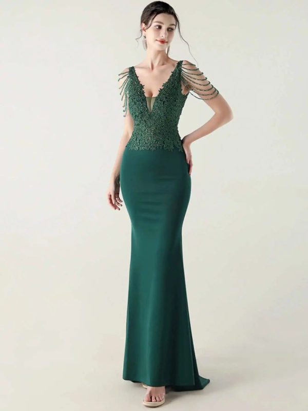 Luxury Fashion V-Neck Backless Sleeveless Rhinestone Vestidos Maxi Dress - Image 12