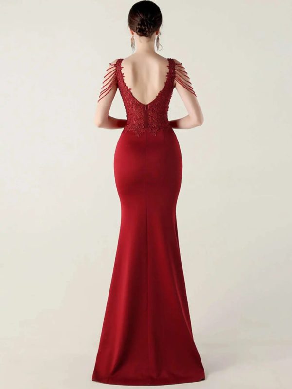 Luxury Fashion V-Neck Backless Sleeveless Rhinestone Vestidos Maxi Dress - Image 10