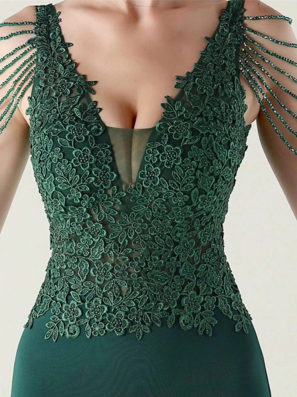 Luxury Fashion V-Neck Backless Sleeveless Rhinestone Vestidos Maxi Dress - Image 14