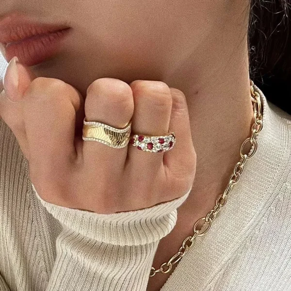 Luxury Geometric Ruby Shining  Silver 925 Diamond Full Circle Engagement Rings 