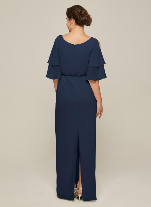 Luxury Jewel Neck Short Sleeves A-Line Split Front Wedding Guest Dresses - Image 8