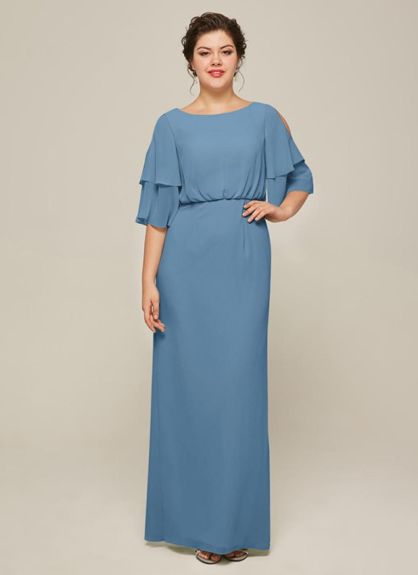 Luxury Jewel Neck Short Sleeves A-Line Split Front Wedding Guest Dresses - Image 6