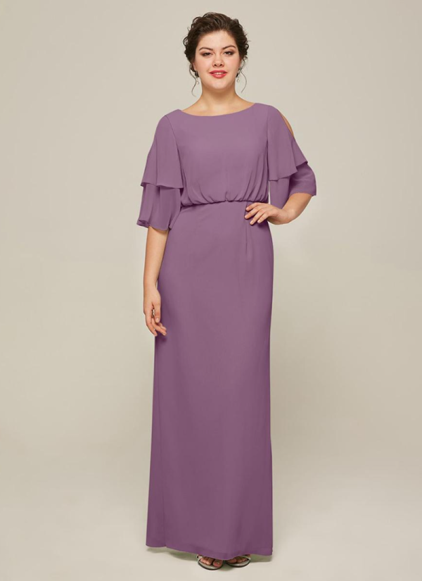 Luxury Jewel Neck Short Sleeves A-Line Split Front Wedding Guest Dresses - Image 4