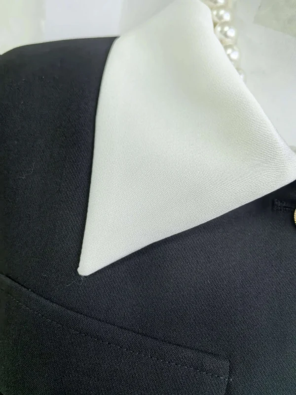 Luxury Quality Pleated Single Breasted Button Long Full Sleeve Blazer Dress - Image 9