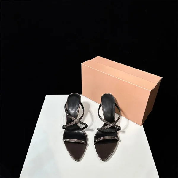Luxury Rhinestones Pointed Toe Narrow Band High Heels Sandals - Image 8