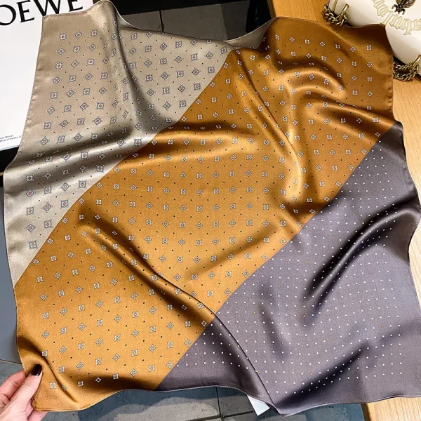 Luxury Shawls And Wraps Office Small Hair Neck Hijabs Kerchief Foulard Square Silk Scarf - Image 3