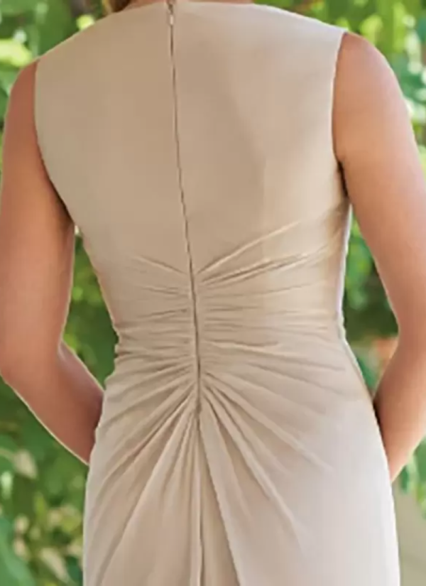 Luxury V-Neck Sleeveless Sheath Pleated Floor-Length Guest Dresses - Image 3
