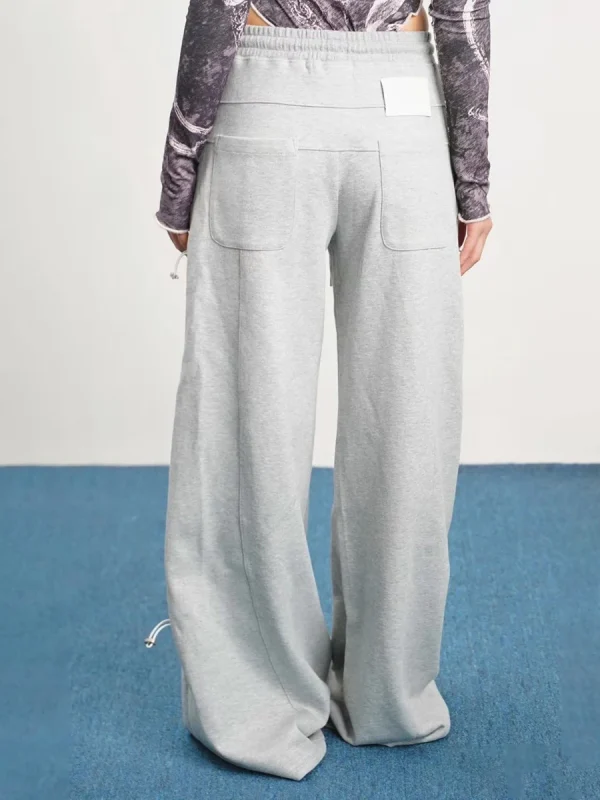 Printing Slimming High Waist Minimalist Loose Casual Spliced Lace Up Pants - Image 4