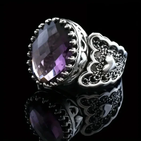 Retro Cubic Zirconia Pigeon Egg Cubic Zirconia Daily Banquet Attire Oval Ring - Image 3