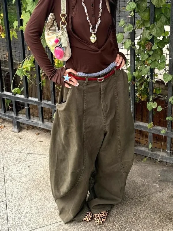 Retro Military Curved Knife Work Street High-End Relaxed Casual Floor Pants - Image 2