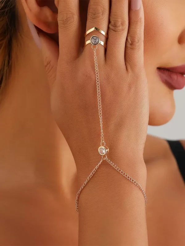 Rhinestone Solid Color Alloy Simple Chic Versatile Resort Wear Bracelets - Image 2