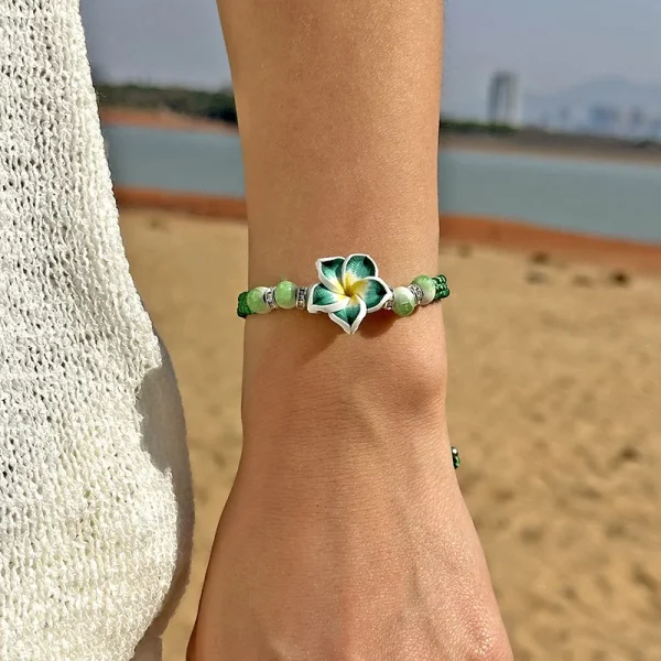 Romantic Bohemian Handmade Woven Tropical Flower Beach Strand Bracelets - Image 8