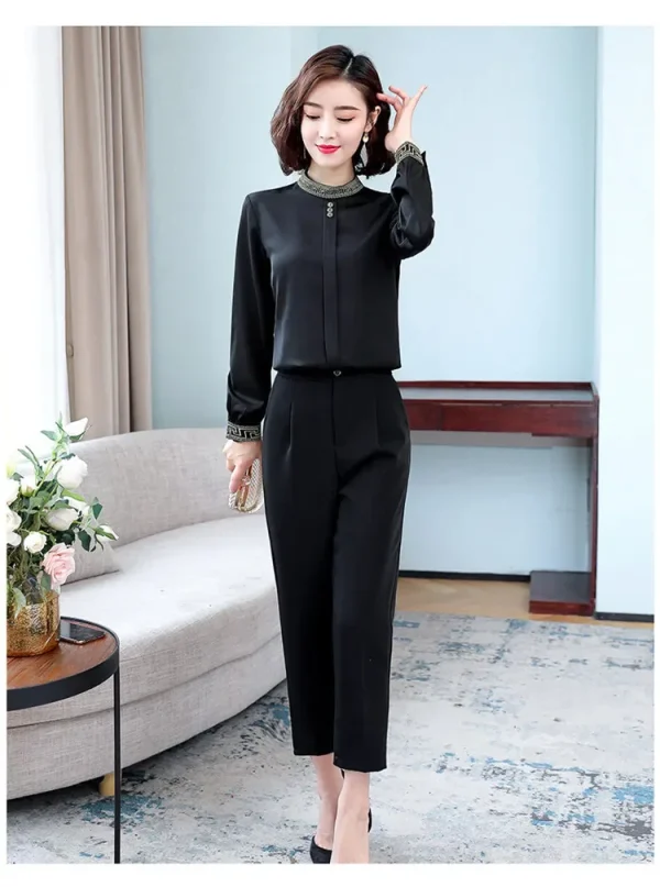 Elegant Long Sleeve Fashion Chiffon Slimming Shirt With Button - Image 10