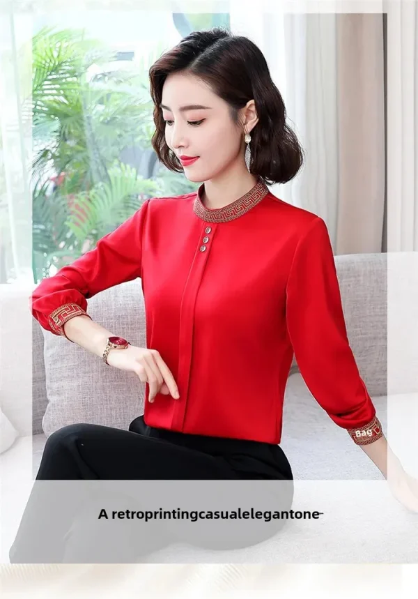 Elegant Long Sleeve Fashion Chiffon Slimming Shirt With Button - Image 7