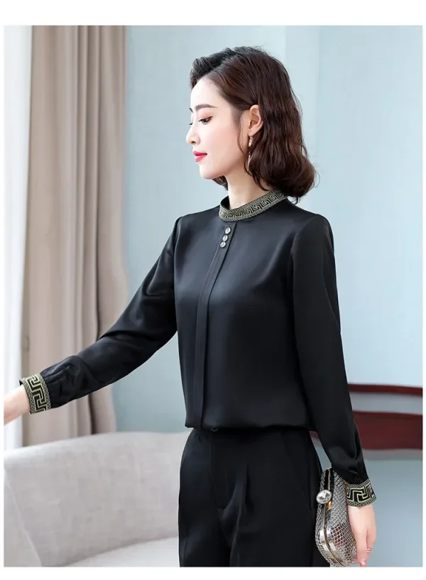Elegant Long Sleeve Fashion Chiffon Slimming Shirt With Button - Image 12