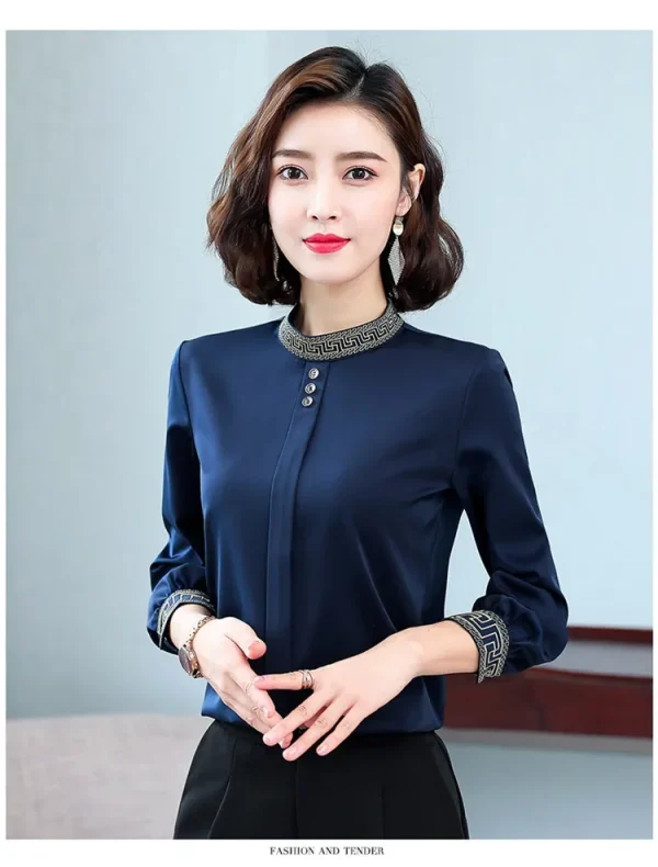 Elegant Long Sleeve Fashion Chiffon Slimming Shirt With Button - Image 14