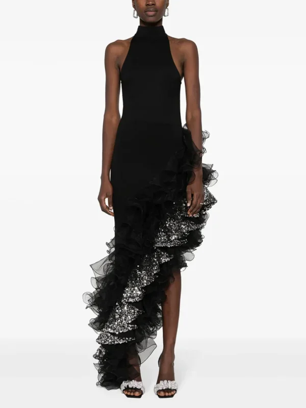 Sequines O Neck Sleeveless High Waist Temperament Dress