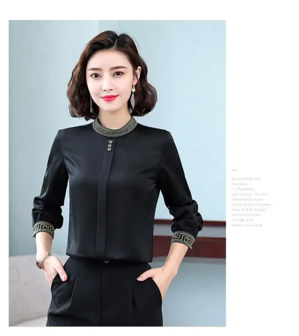 Elegant Long Sleeve Fashion Chiffon Slimming Shirt With Button - Image 17