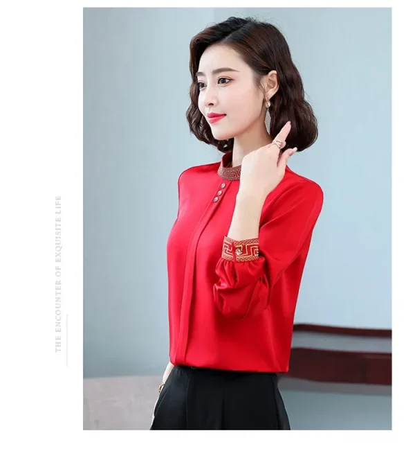 Elegant Long Sleeve Fashion Chiffon Slimming Shirt With Button - Image 9