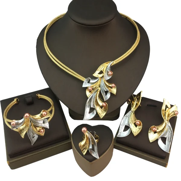Simple Style Light Weight Colorful Necklace Latest Luxury Jewelry Set - Image 4