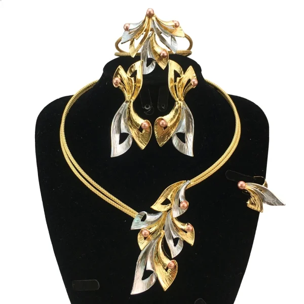 Simple Style Light Weight Colorful Necklace Latest Luxury Jewelry Set - Image 3