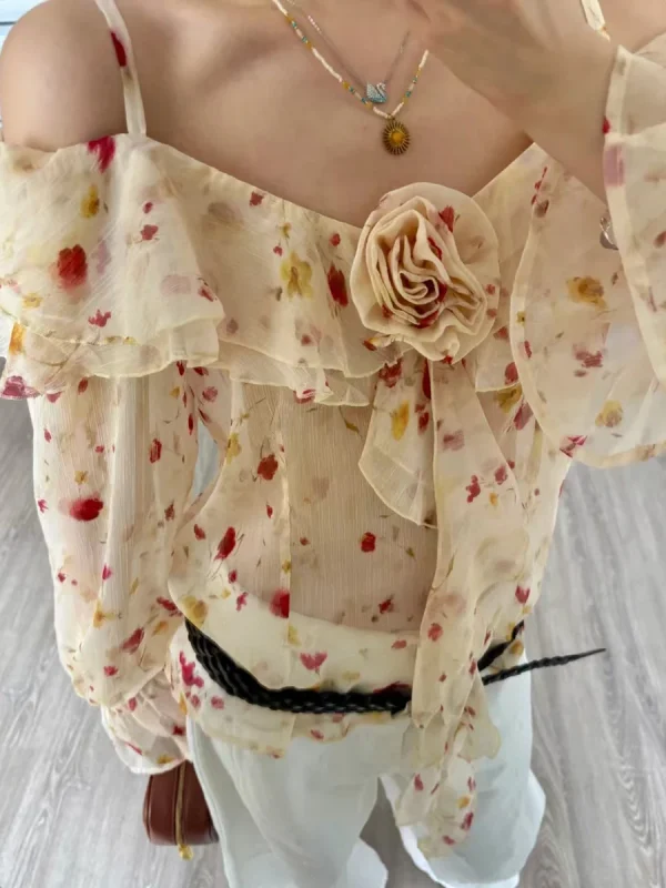 Solid Spliced Ruffles Sleeveless Temperament Mesh Vest Top - Image 2