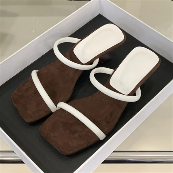 Square Toe Beach Style Block Hollow Out Strange High Heels Pumps - Image 6
