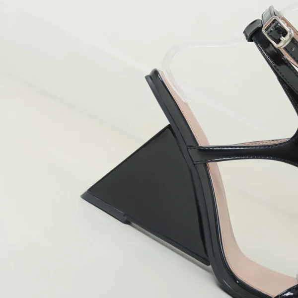 Cross-Strap Buckle Strap Toe Buckle Strap Round High Heels Sandal - Image 17