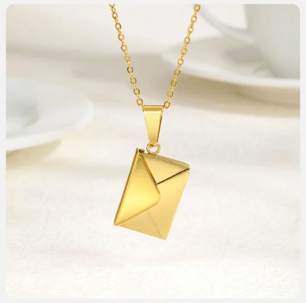 Tredny Geometric Envelope Photo Custom Stainless Steel Can Open Family Picture Pendant Necklace - Image 4