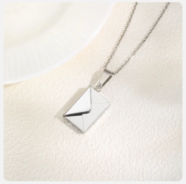 Tredny Geometric Envelope Photo Custom Stainless Steel Can Open Family Picture Pendant Necklace - Image 3