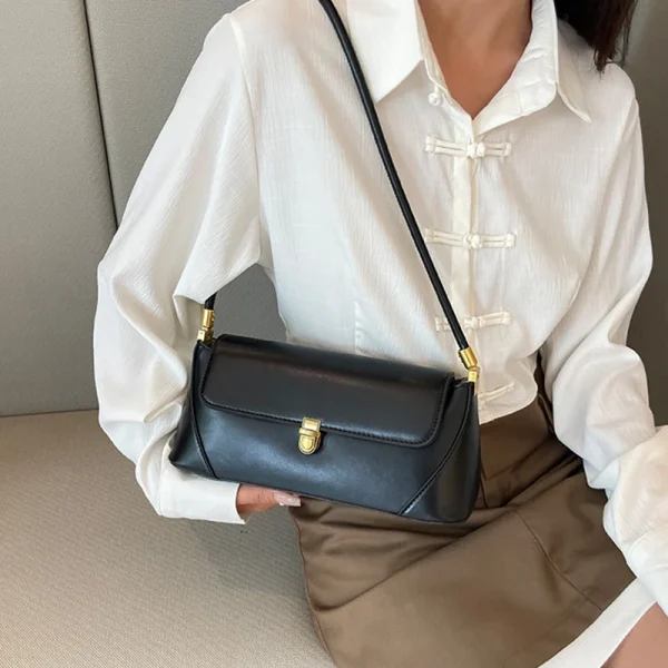 Trend Solid Designer Tote Flap PU Leather Underarm Versatile Shoulder Handbags - Image 9
