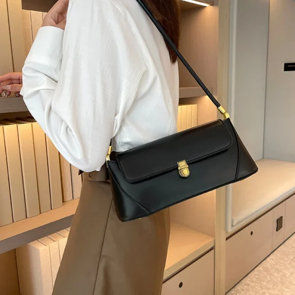Trend Solid Designer Tote Flap PU Leather Underarm Versatile Shoulder Handbags - Image 10