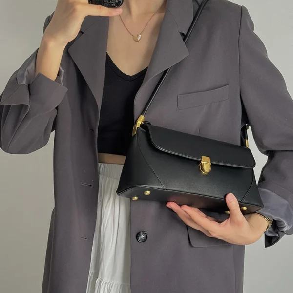 Trend Solid Designer Tote Flap PU Leather Underarm Versatile Shoulder Handbags - Image 11