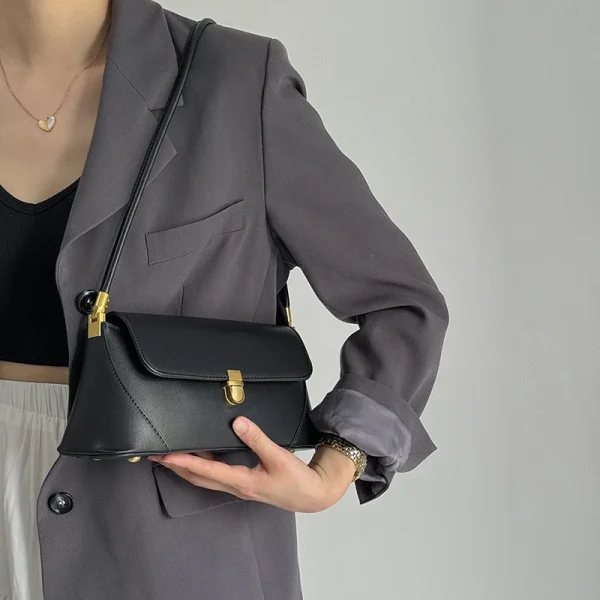 Trend Solid Designer Tote Flap PU Leather Underarm Versatile Shoulder Handbags - Image 12