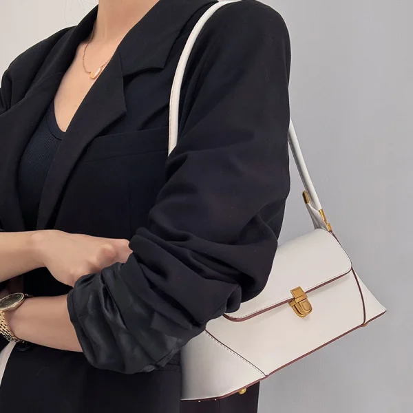 Trend Solid Designer Tote Flap PU Leather Underarm Versatile Shoulder Handbags - Image 3