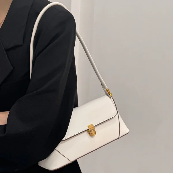 Trend Solid Designer Tote Flap PU Leather Underarm Versatile Shoulder Handbags - Image 4
