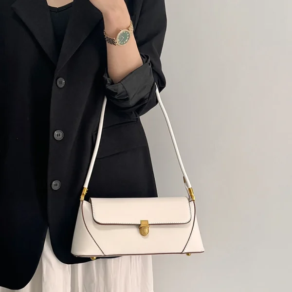 Trend Solid Designer Tote Flap PU Leather Underarm Versatile Shoulder Handbags - Image 5
