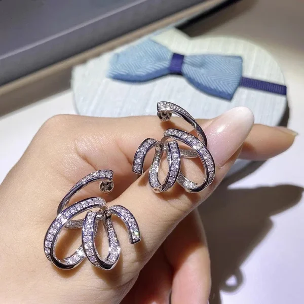 Trendy Copper Alloy Unique Dainty Ribbon Aesthetic Engagement Drop Earrings - Image 2
