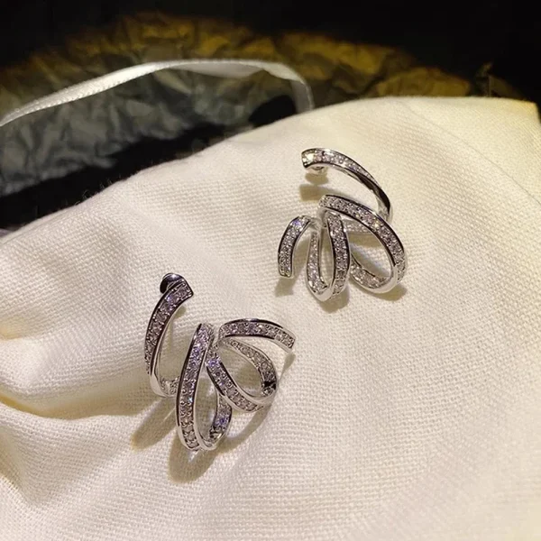 Trendy Copper Alloy Unique Dainty Ribbon Aesthetic Engagement Drop Earrings - Image 3