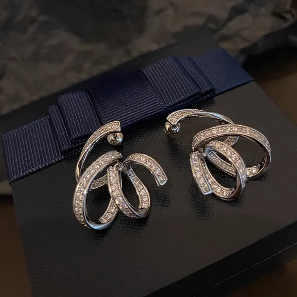 Trendy Copper Alloy Unique Dainty Ribbon Aesthetic Engagement Drop Earrings - Image 5
