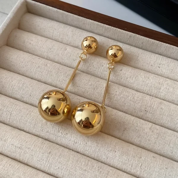 Trendy Geometric Big Ball Long Style Ear Fashion Alloy Wedding Party Tassel Earrings - Image 2