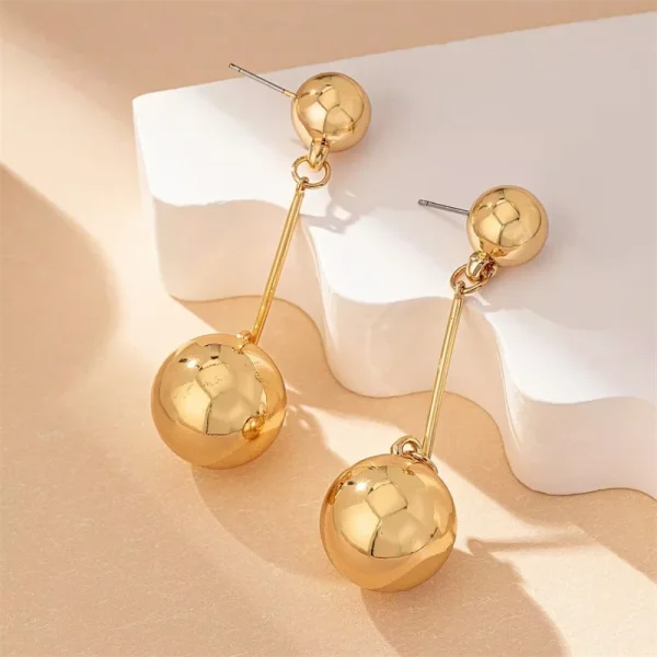 Trendy Geometric Big Ball Long Style Ear Fashion Alloy Wedding Party Tassel Earrings - Image 4